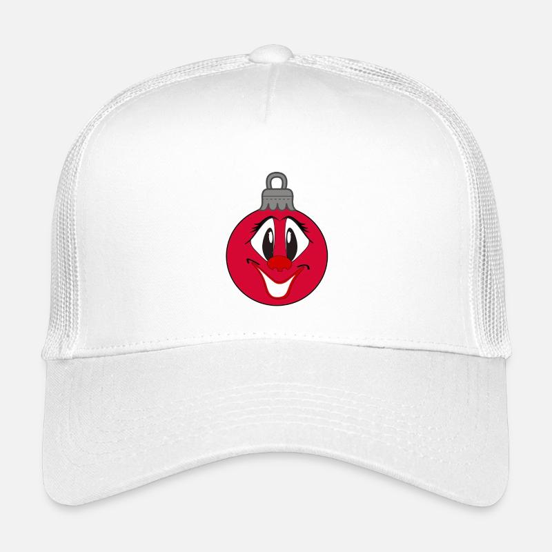 Weihnachtsbaumkugel mit fröhlichem Comic Gesicht  - Kinder Trucker-Cap - Weiß