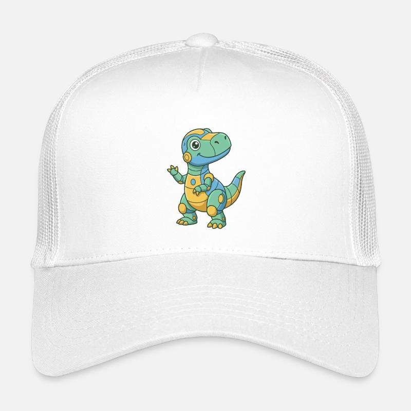 Kunterbunter Robo-Dino - Kinder Trucker-Cap - Weiß