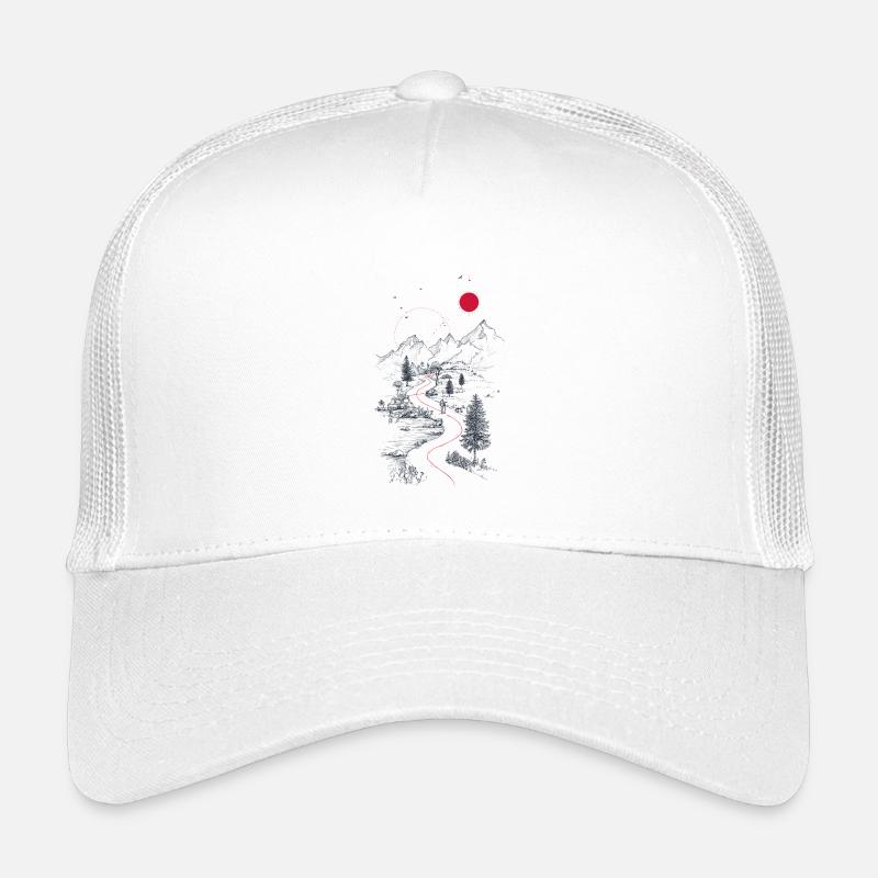 Roter Pfad durch Berglandschaft Kinder Trucker-Cap