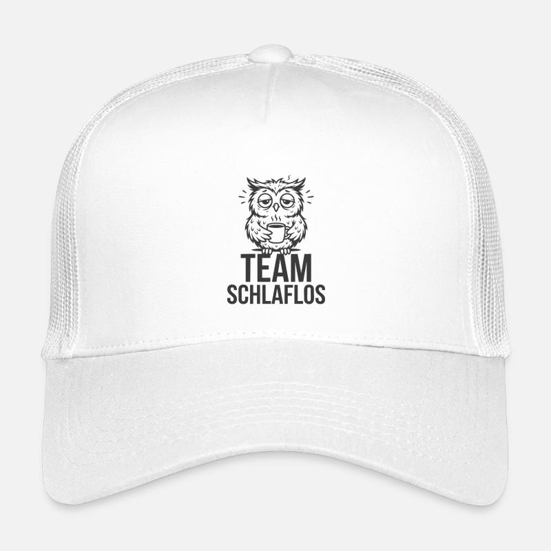 Team Schlaflos – Müde Eule - Kinder Trucker-Cap - Weiß