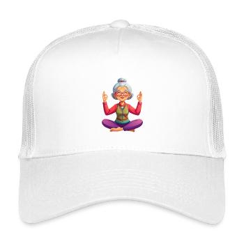 Grandma meditates - Kids’ Trucker Cap - white - Front