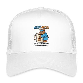 Nicht Jetzt Bär Kaffeezeit - Kinder Trucker-Cap - Weiß - Vorne