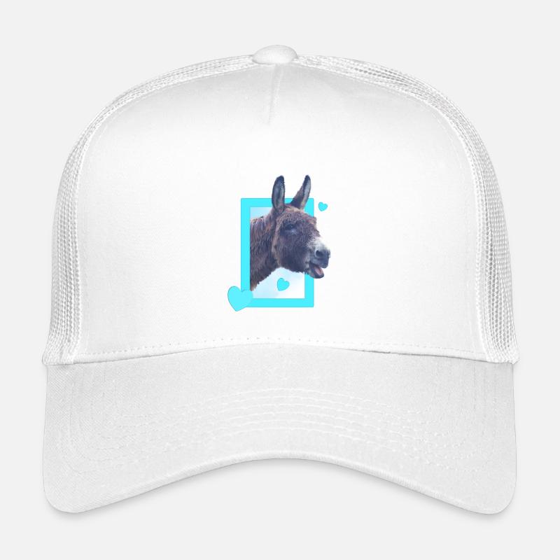 cute donkey at the window blue hearts Kids’ Trucker Cap