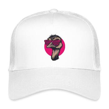 Strauß mit Sonnenbrille, Nandu, Emu - Kinder Trucker-Cap - Weiß - Vorne