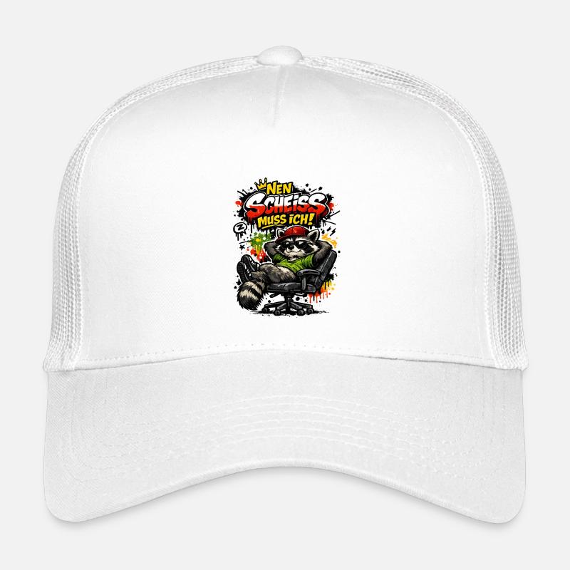 Nen Scheiss muss ich Lustiger Waschbär Spruch - Kinder Trucker-Cap - Weiß