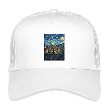 Art du chat Van Gogh du village de la Nuit étoilée - Casquette trucker enfant - blanc - Devant