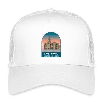 Liverpool UK Vintage-Reiseplakat-Kunst - Kinder Trucker-Cap - Weiß - Vorne