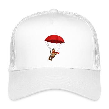 unge with parachute funny adventure motif - Kids’ Trucker Cap - white - Front
