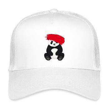 Panda mit roter Farbspur Comic Motiv - Kinder Trucker-Cap - Weiß - Vorne