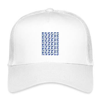 Rhodes Blue Typographic Pattern - Kids’ Trucker Cap - white - Front