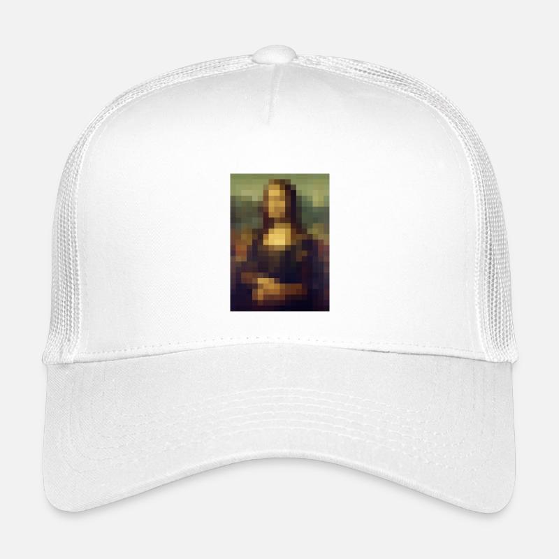 Mona Lisa 8-bit pixels tableau Léonard de Vinci Casquette trucker enfant