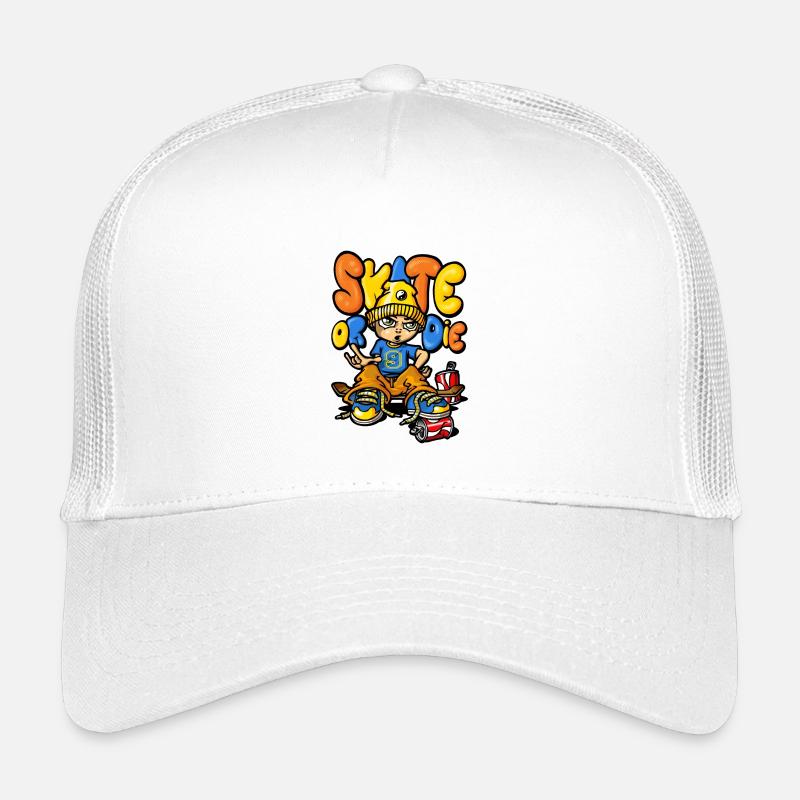 Skateboard und Graffiti - Kinder Trucker-Cap - Weiß