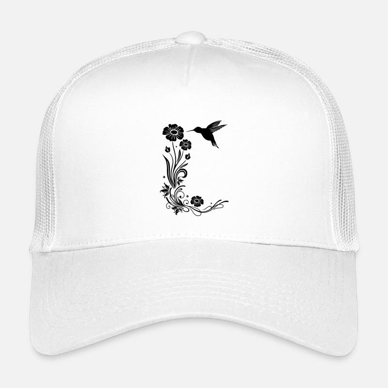 Kolibri mit Blumen und floraler Ranke - Kinder Trucker-Cap - Weiß