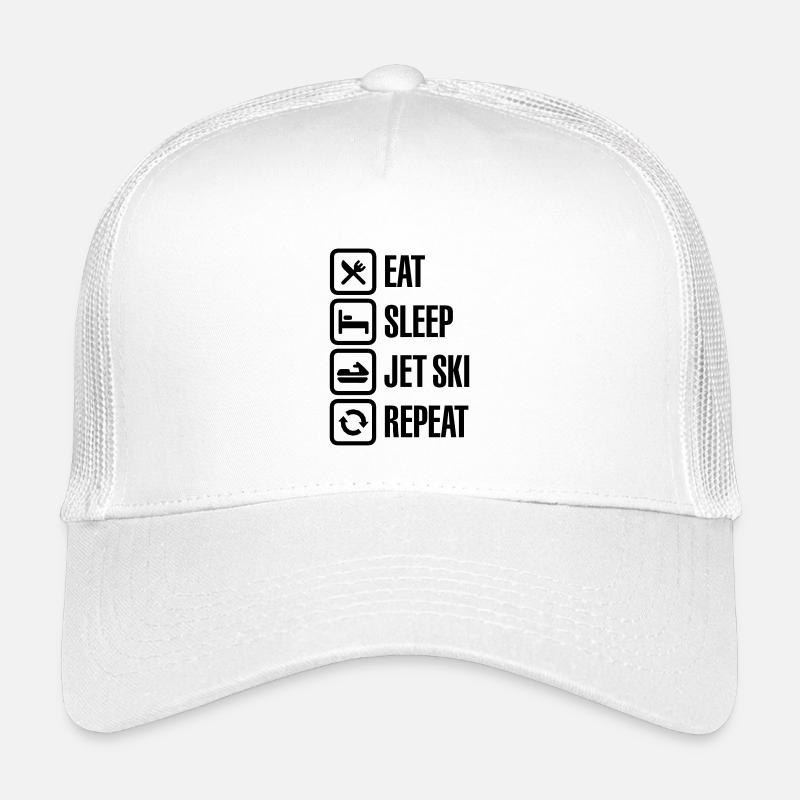 Eat Sleep Jet Ski Repeat Jet-Boot Wassermotorräder - Kinder Trucker-Cap - Weiß