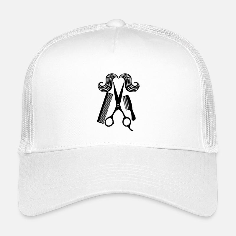 For hair salon with scissors two combs and a mustache Kids’ Trucker Cap