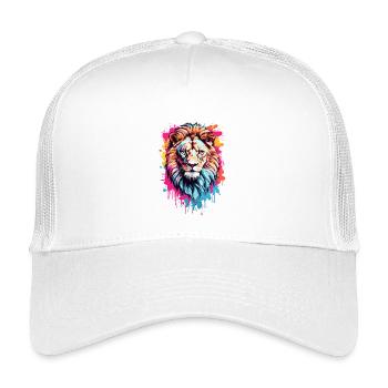 Bunter Löwenkopf - Kinder Trucker-Cap - Weiß - Vorne