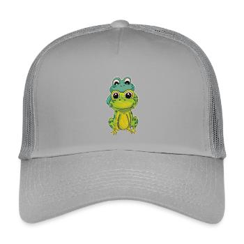 Zwei Froschfreunde - Kinder Trucker-Cap - Hellgrau - Vorne