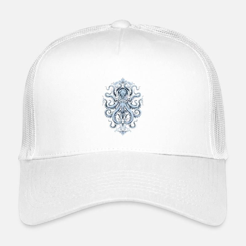 Oktopus Ornament – Tattoo in hellblau - Kinder Trucker-Cap - Weiß