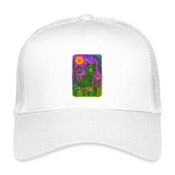 Lebendige Blumenkatzenfantasie - Kinder Trucker-Cap - Weiß - Vorne