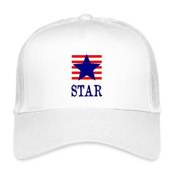 Patriotic Star with Red White Blue Stripes - Kids’ Trucker Cap - white - Front