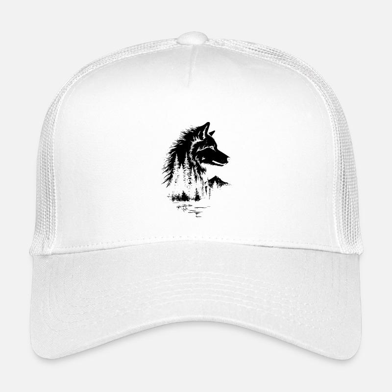 Wolf Gesicht Wald Silhouette Kinder Trucker-Cap