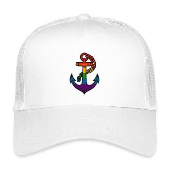 Regenbogenanker mit Farbverlauf - Kinder Trucker-Cap - Weiß - Vorne