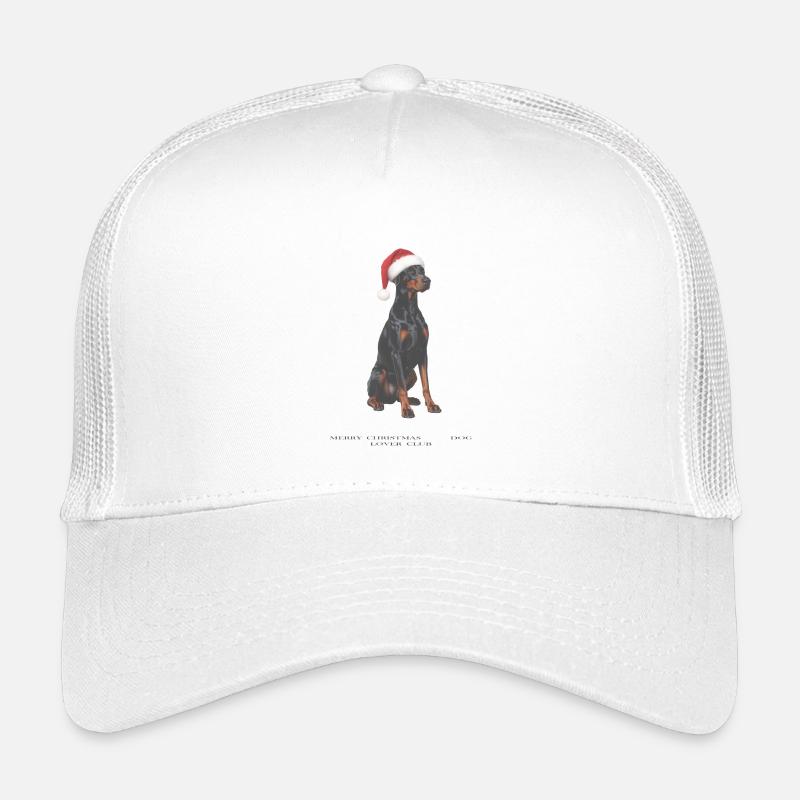 Dobermann Hund mit Santa Hut - Kinder Trucker-Cap - Weiß