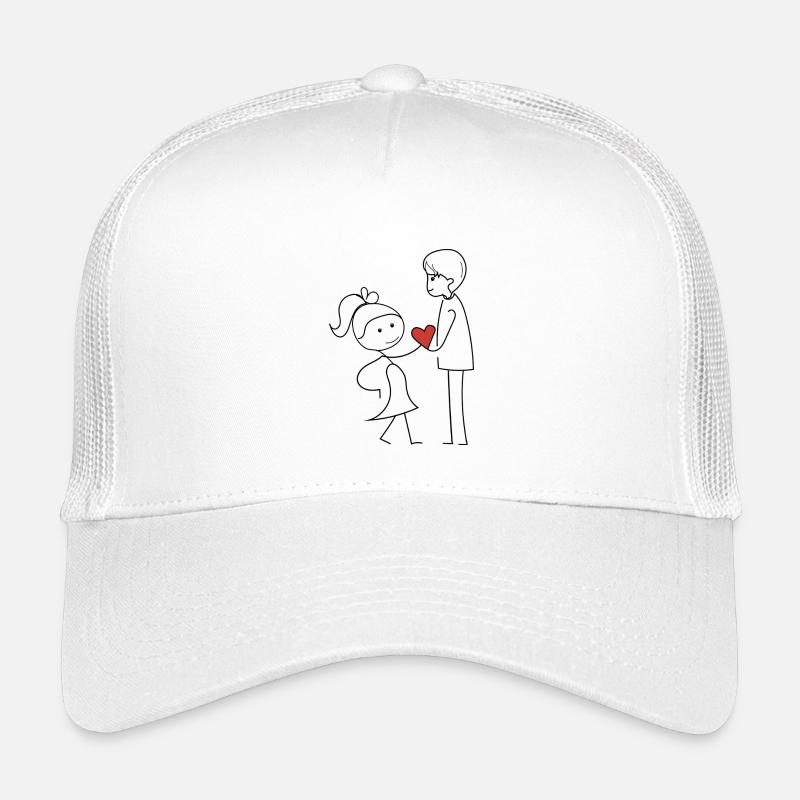 Friends exchanging affection - Kids’ Trucker Cap - white