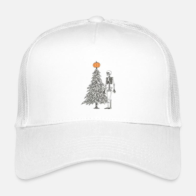 skeleton next to christmas tree Kids’ Trucker Cap
