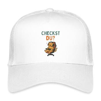 Gaming cat in executive chair vintage retro design - Kids’ Trucker Cap - white - Front