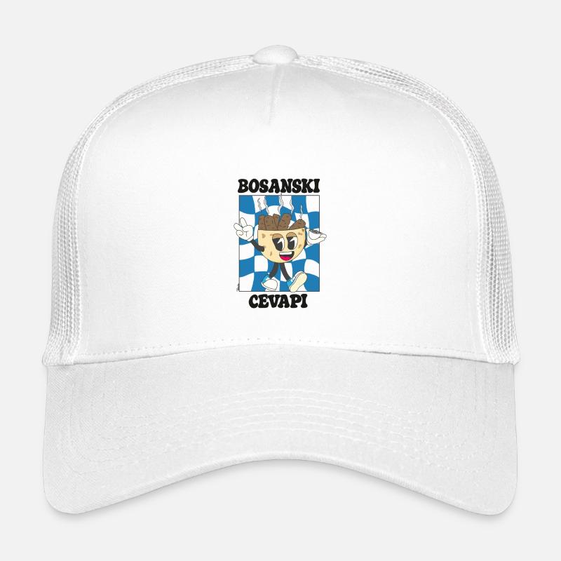 Cevapi Bosnisches Cartoon Blaues Maskottchen Kinder Trucker-Cap