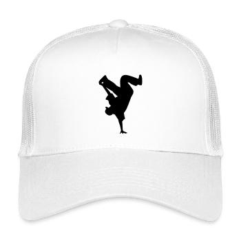B-Boy Silhouette – Breakdance Power Move Handstand - Kids’ Trucker Cap - white - Front
