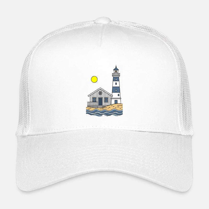 Phare et maison de plage au bord de la mer Casquette trucker enfant