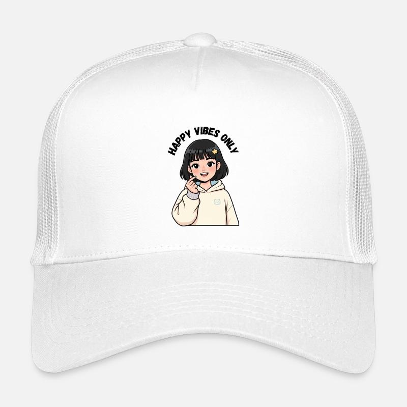 Cremefarbenes Sweatshirt mit Kawaii Mädchen Kinder Trucker-Cap