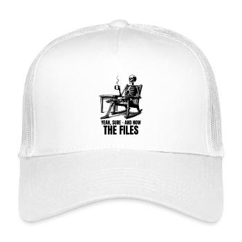 Waiting Skeleton Meme Project Manager Office - Kids’ Trucker Cap - white - Front