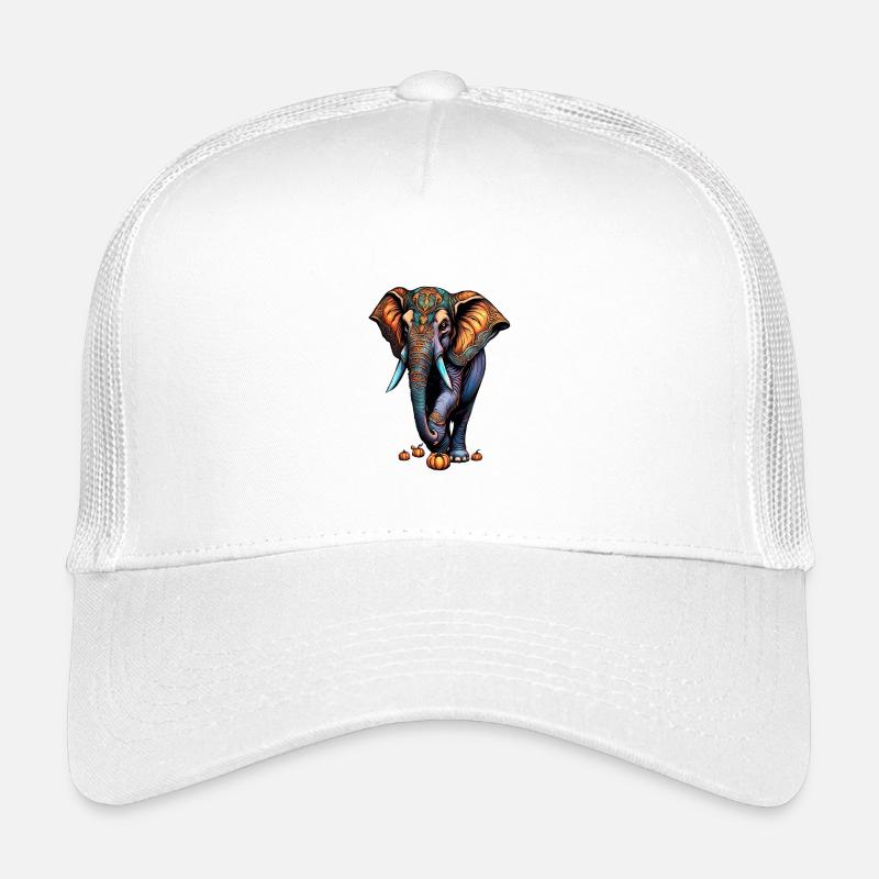Ornament Elephant mit Herbstpumpkins - Kinder Trucker-Cap - Weiß