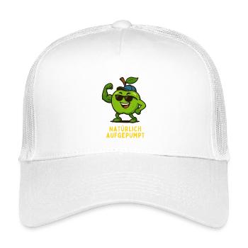 Naturally Pumped Up - Apple Cartoon - Kids’ Trucker Cap - white - Front