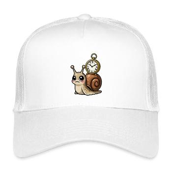 Schnecke mit Uhr auf Schale - Kinder Trucker-Cap - Weiß - Vorne