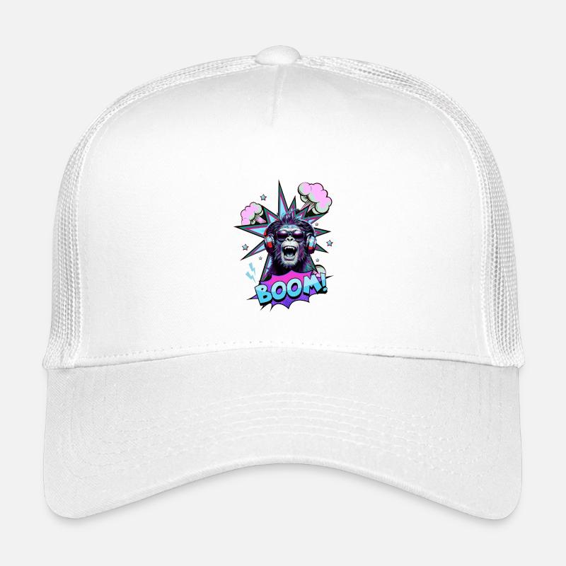 Singe néon avec casque BOOM ! - Conception musicale Casquette trucker enfant