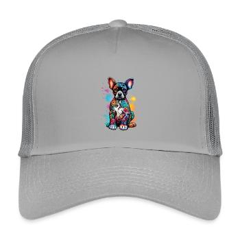 Kunterbunter Hund mit Farbspritzer - Kinder Trucker-Cap - Hellgrau - Vorne