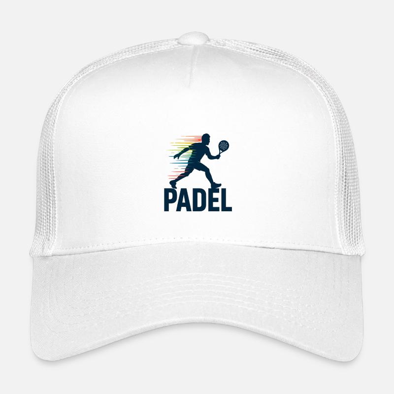 Padel Silhouette im Regenbogen - Kinder Trucker-Cap - Weiß