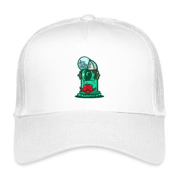 Casque Spatial Vert avec Moustache - Casquette trucker enfant - blanc - Devant