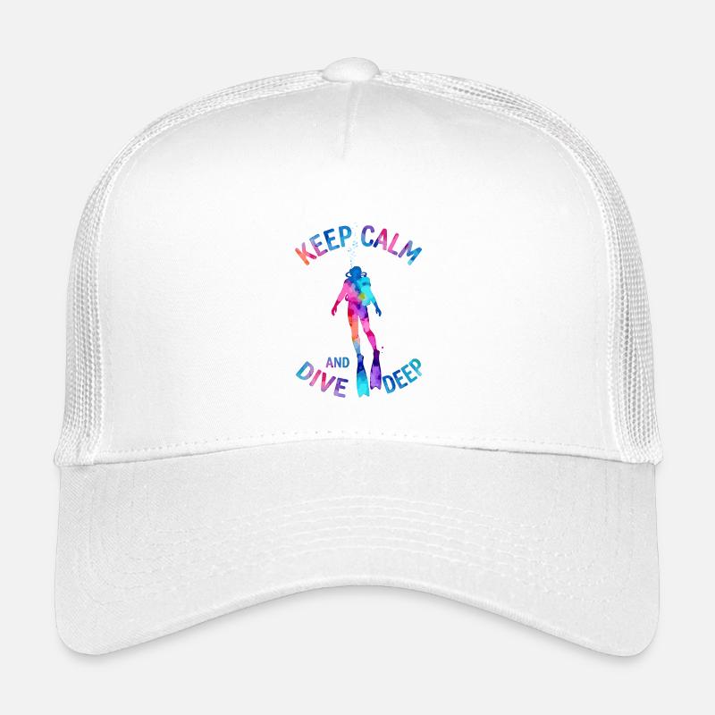 Keep Calm Dive Deep Colorful Diver Kids’ Trucker Cap