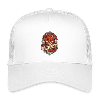 Fuchs mit Ornamenten – Stay Clever - Kinder Trucker-Cap - Weiß - Vorne