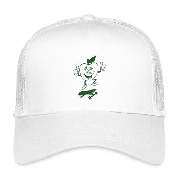 Pomme verte cool sur skateboard – style cartoon amusant - Casquette trucker enfant - blanc - Devant