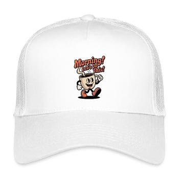 Café du matin – allons-y ! - Casquette trucker enfant - blanc - Devant