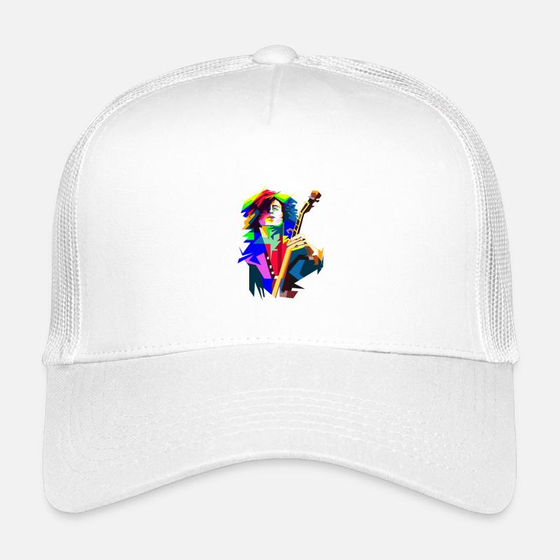 Rock'n'Roll-Gitarrist in Bühnen-Action-Pop-Kunst - Kinder Trucker-Cap - Weiß