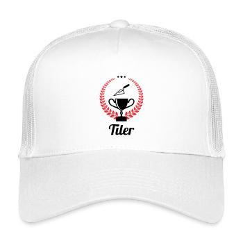 Fliesenleger – professioneller Fliesenleger-Präzisionshandel - Kinder Trucker-Cap - Weiß - Vorne