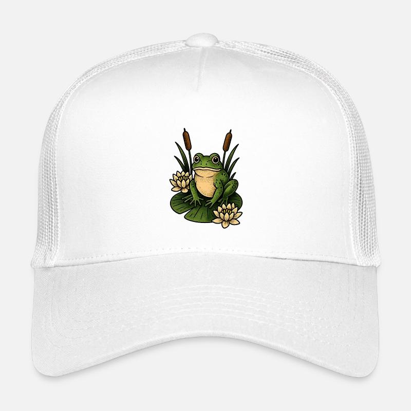 Green frog on lily pad Kids’ Trucker Cap