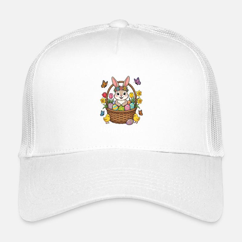 Un lapin de Pâques dans un panier de fleurs – Joyeuses Pâques Casquette trucker enfant